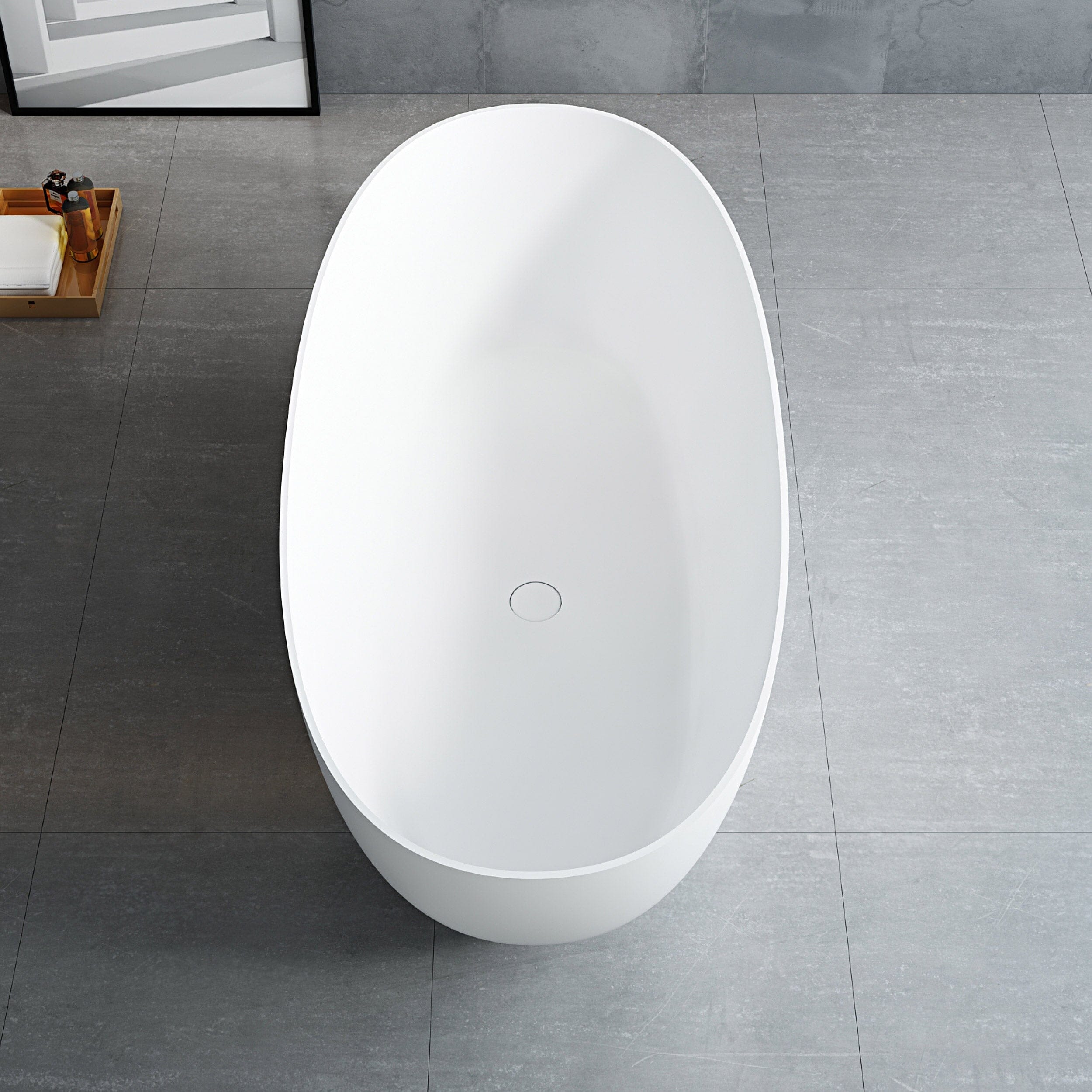 DAWN 1400mm Stone Oval Free Standing Bathtub Matte White Baths AROVA
