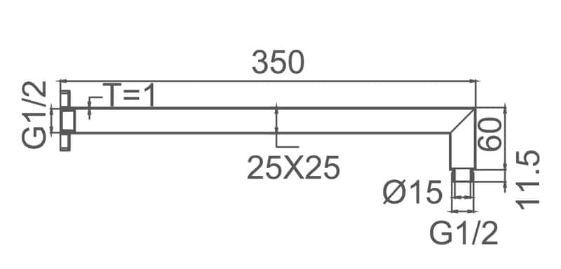 Doccia L-shape Shower Arm in Chrome Accessories ECT