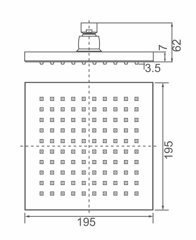 DOCCIA Square Thin Shower Head in Chrome Showers ECT