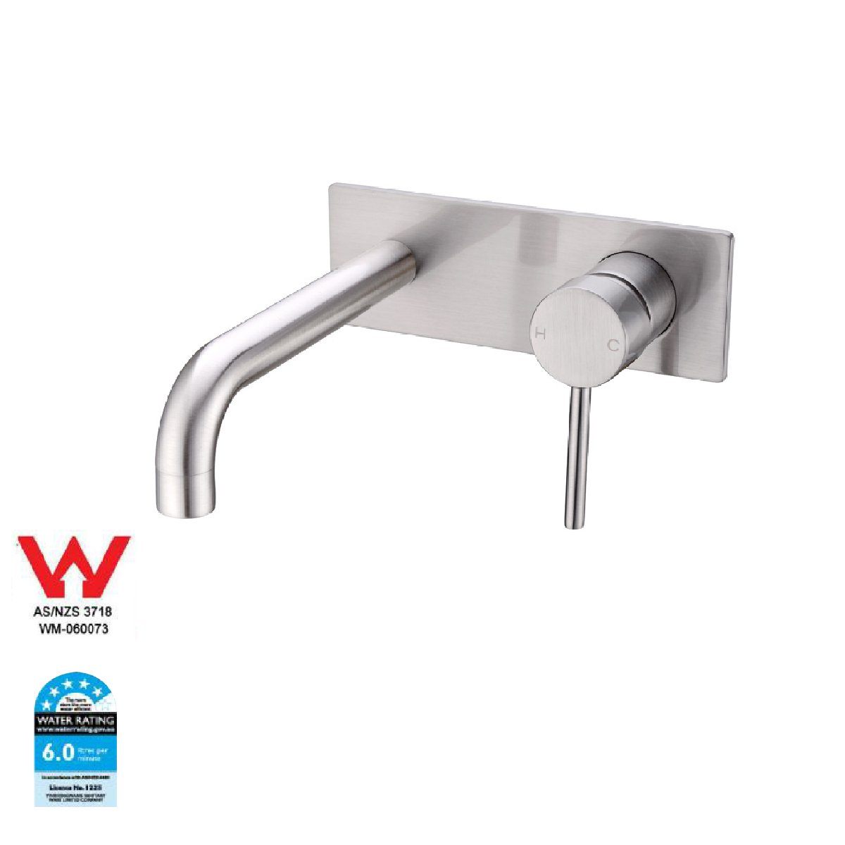 Dolce Basin Bath Wall Mixer Stylish Spout Brushed Nickel Tapware Nero