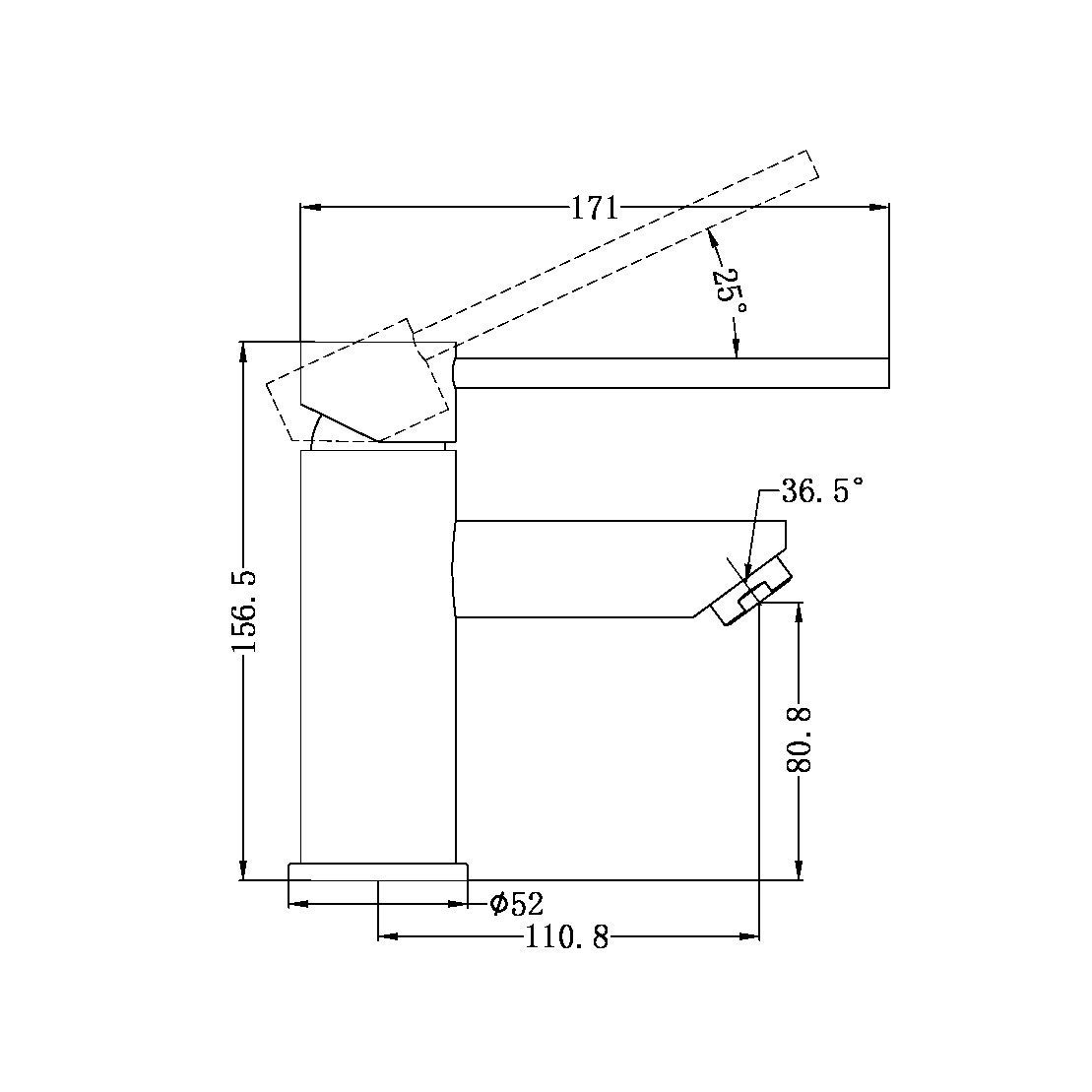 Dolce Basin Mixer Straight Spout Brushed Nickel Tapware Nero