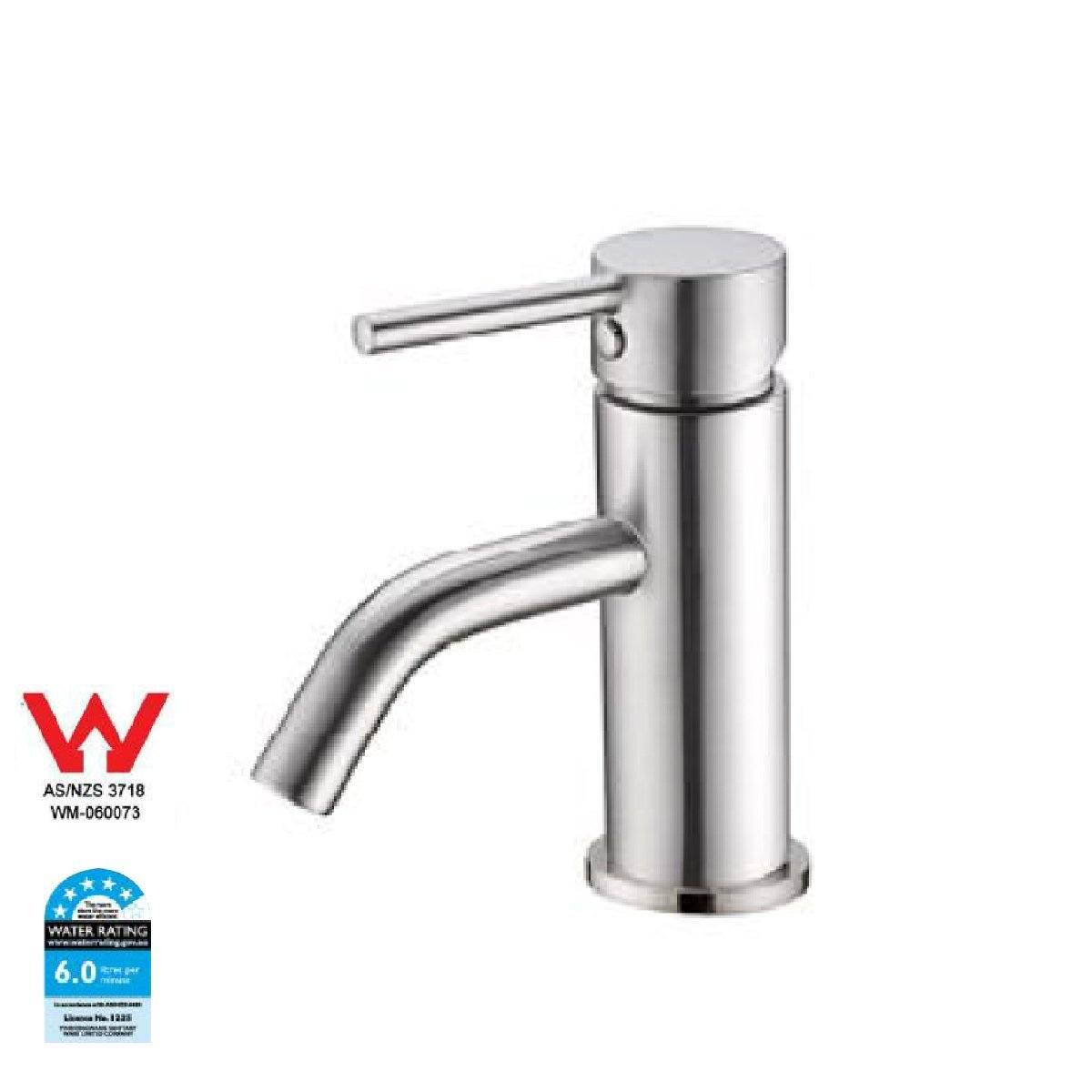 Dolce Basin Mixer Stylish Spout Brushed Nickel Tapware Nero