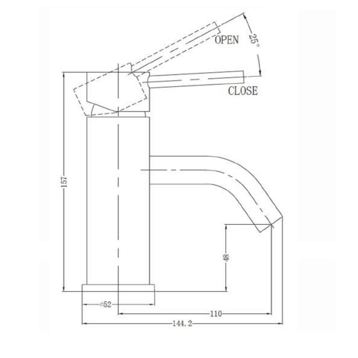 Dolce Basin Mixer Stylish Spout Brushed Nickel Tapware Nero