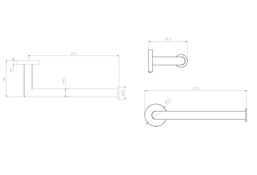 Dolce Hand Towel Rail Matte Black 3680-MB Accessories Nero