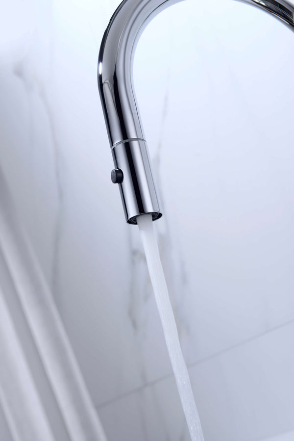 Dolce Pull Out Kitchen Mixer Tap with Veggie Spray Chrome Tapware Nero