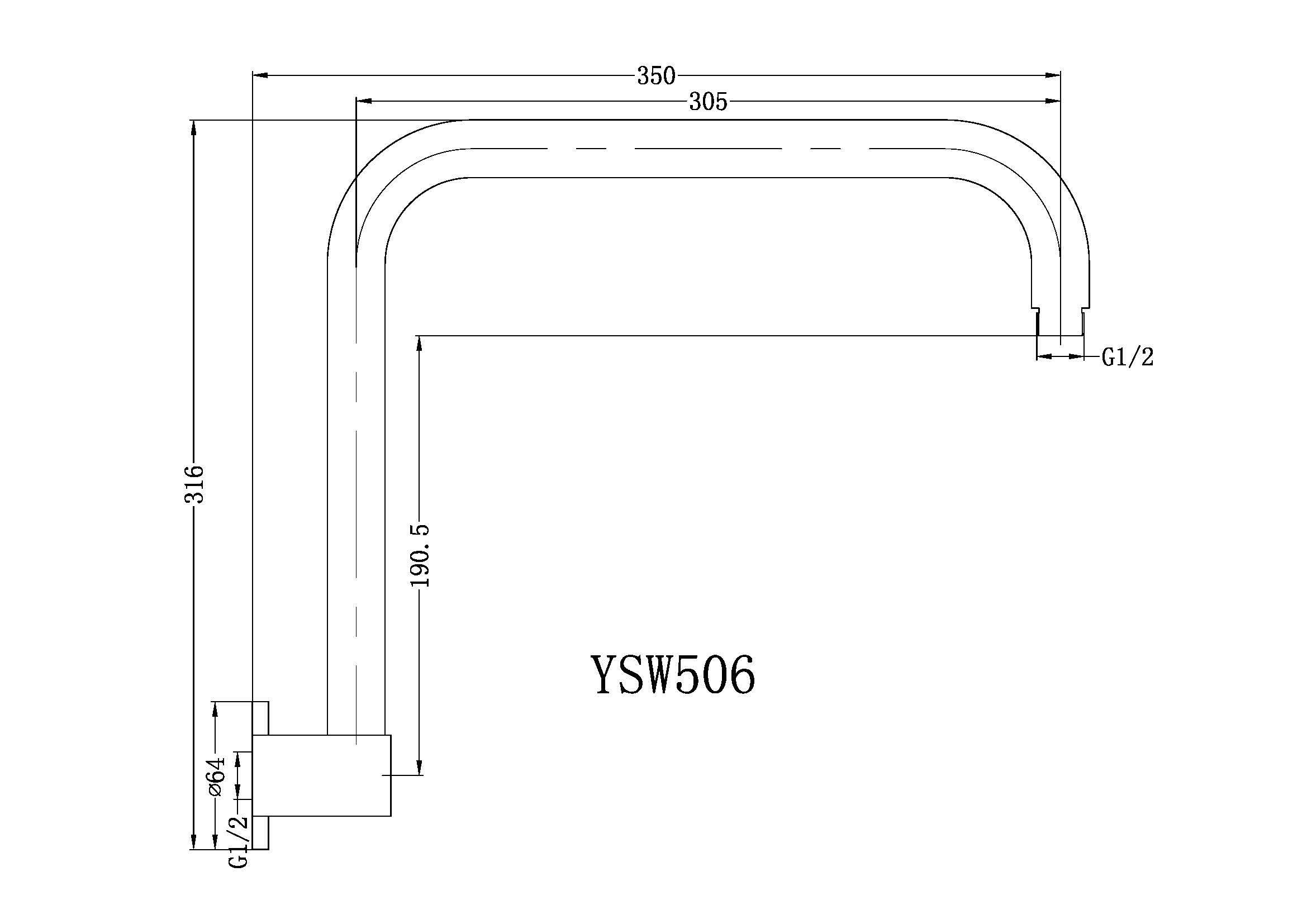 Dolce Shower Arm Brushed Nickel YSW506-BN Showers Nero