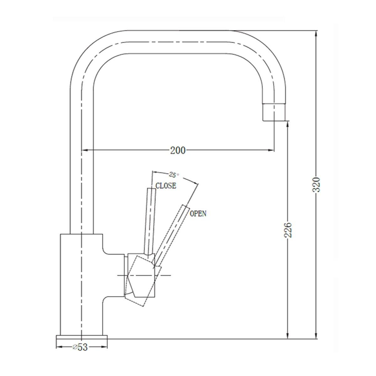 Dolce U Shape Kitchen Laundry Mixer Chrome Tapware Nero