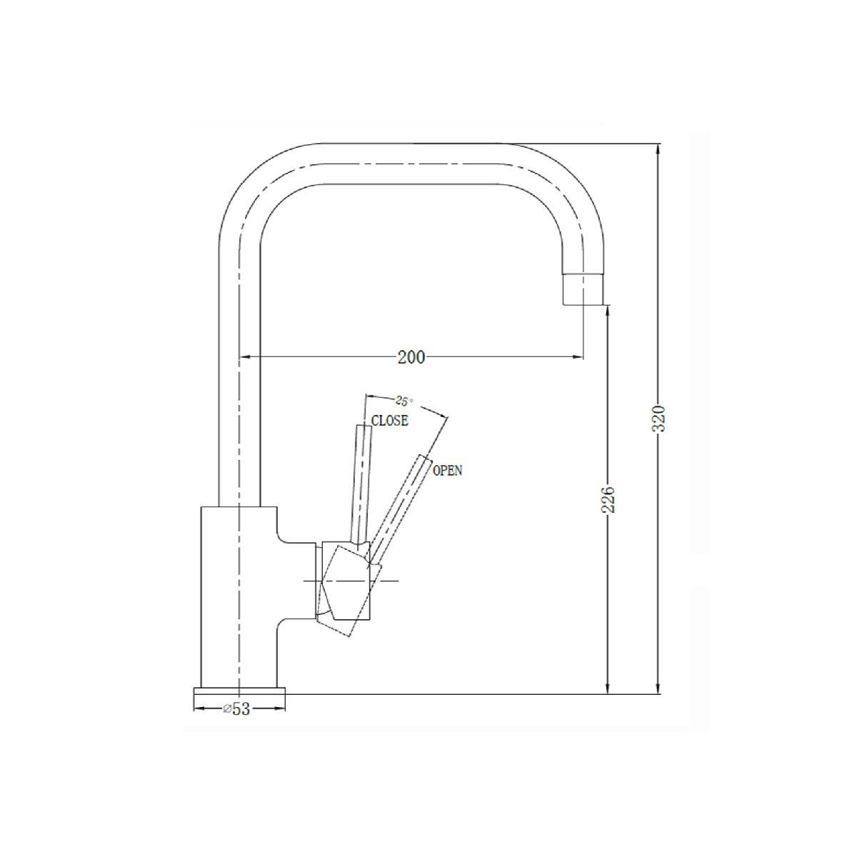 Dolce U Shape Kitchen Laundry Mixer Matt Black Tapware Nero