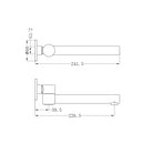 Dolce Wall Mounted Swivel Bath Spout Brushed Gold Tapware Nero