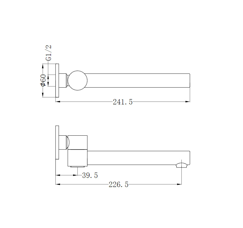 Dolce Wall Mounted Swivel Bath Spout Gun Metal Tapware Nero