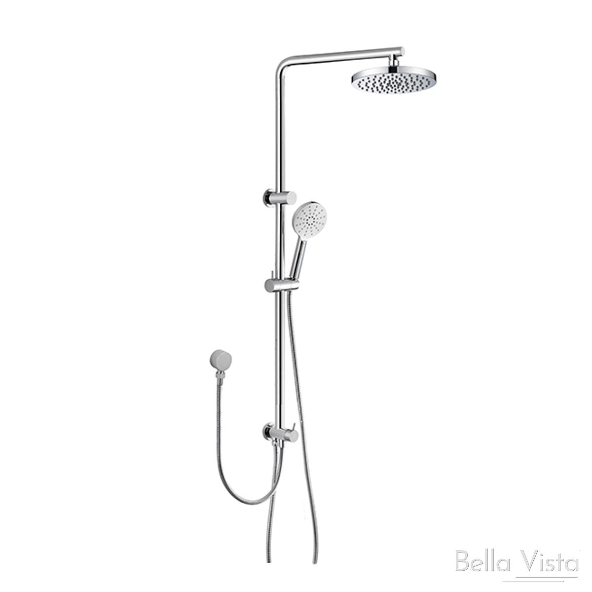 Dual Shower Rail with Rain Fall Head - Round Chrome showers Bella Vista