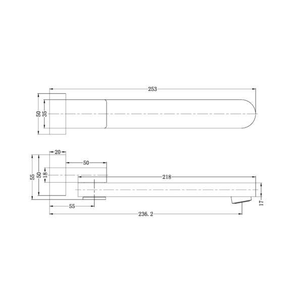 ECCO Swivel Bath Spout Chrome Tapware Nero