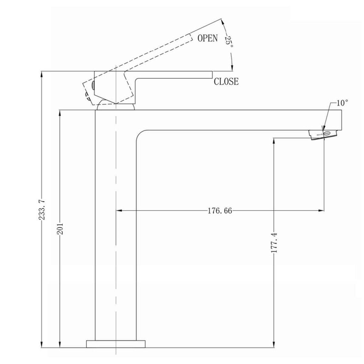 Ecco Tall Basin Mixer Chrome Tapware Nero