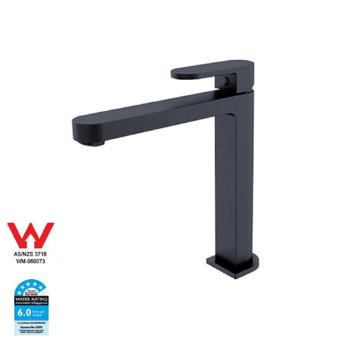 Ecco Tall Basin Mixer Matt Black Tapware Nero