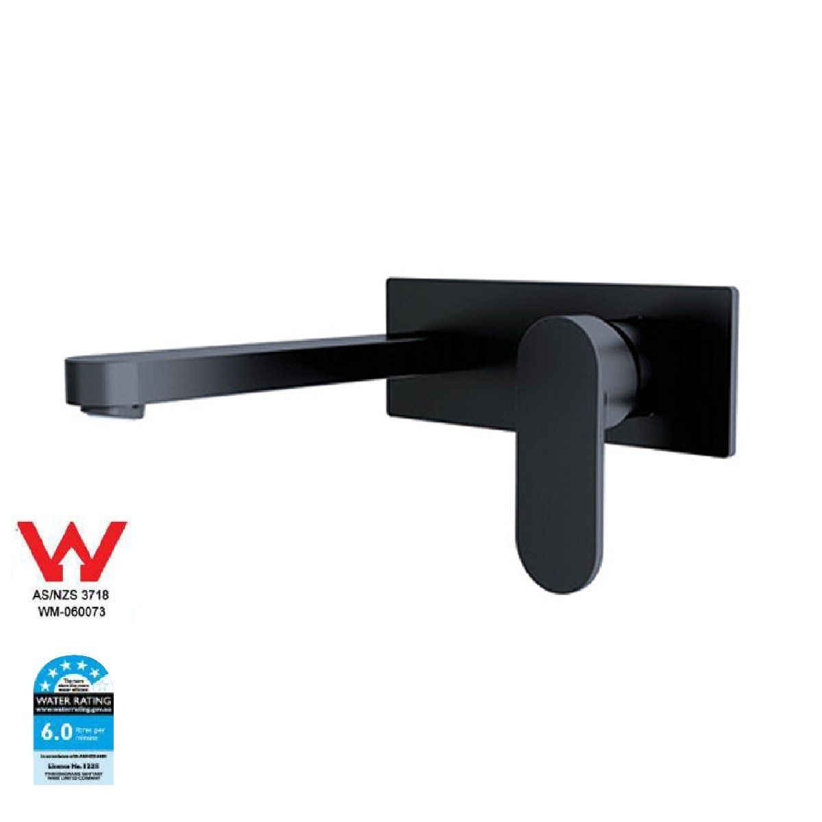 Ecco Wall Basin Mixer Matt Back Tapware Nero