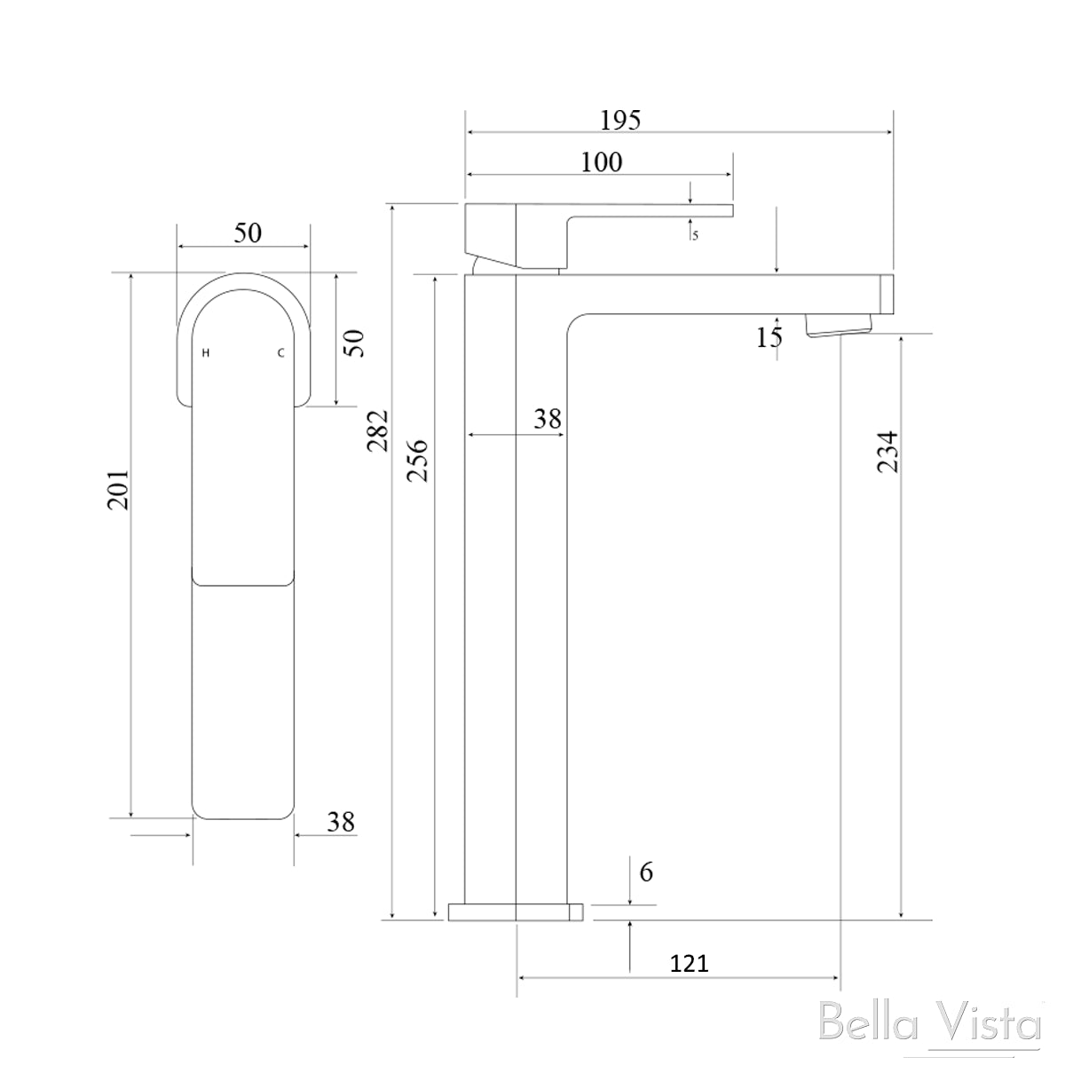 Flores High Rise Basin Mixer Brushed Gold Tapware Bella Vista