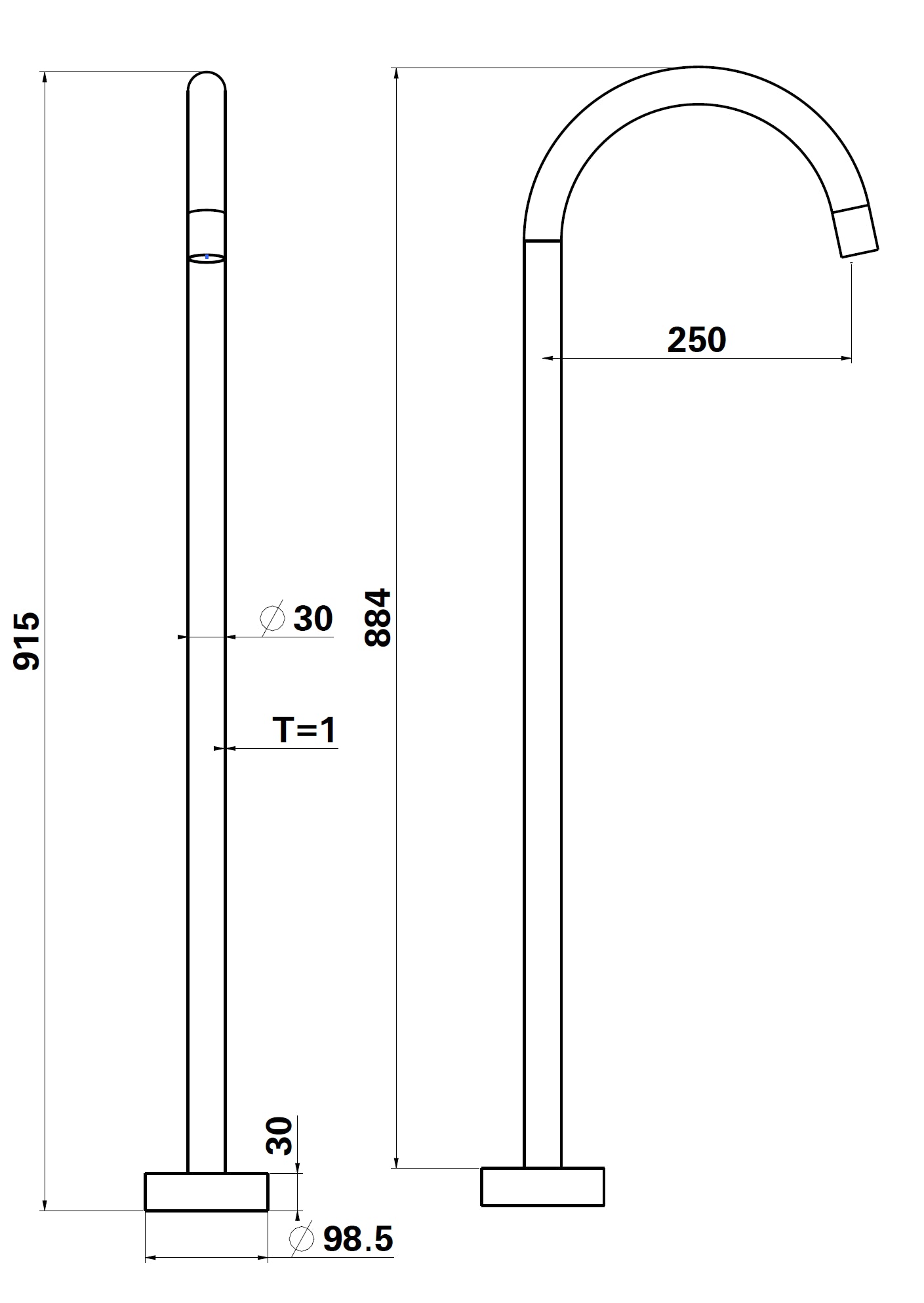 Free Standing Bath Spout Chrome Tapware Arova