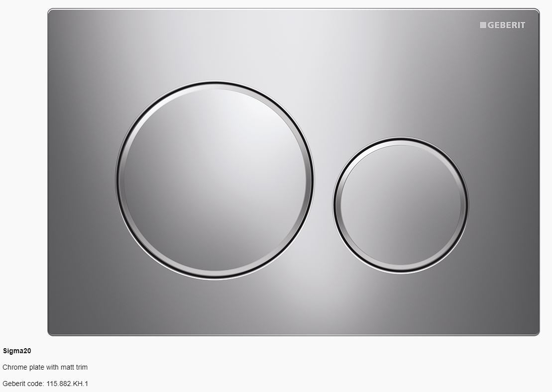 Geberit Sigma 20 Dual Flush Button & Plate - A touch of fun Toilets Geberit Chrome plate with matt trim