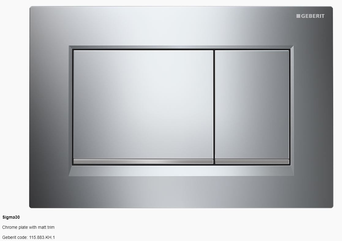 Geberit Sigma 30 Dual Flush Button & Plate - Tone in Tone / A touch of fun Toilets Geberit Chrome plate with matt trim