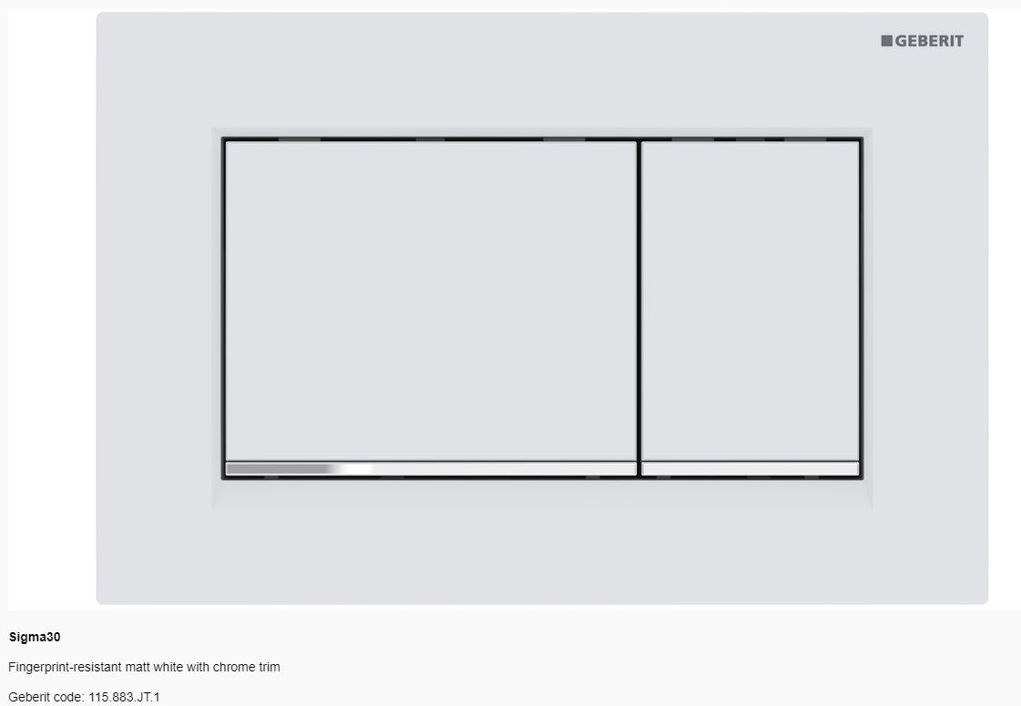 Geberit Sigma 30 Dual Flush Button & Plate - Tone in Tone / A touch of fun Toilets Geberit Fingerprint-resistant matt white with chrome trim