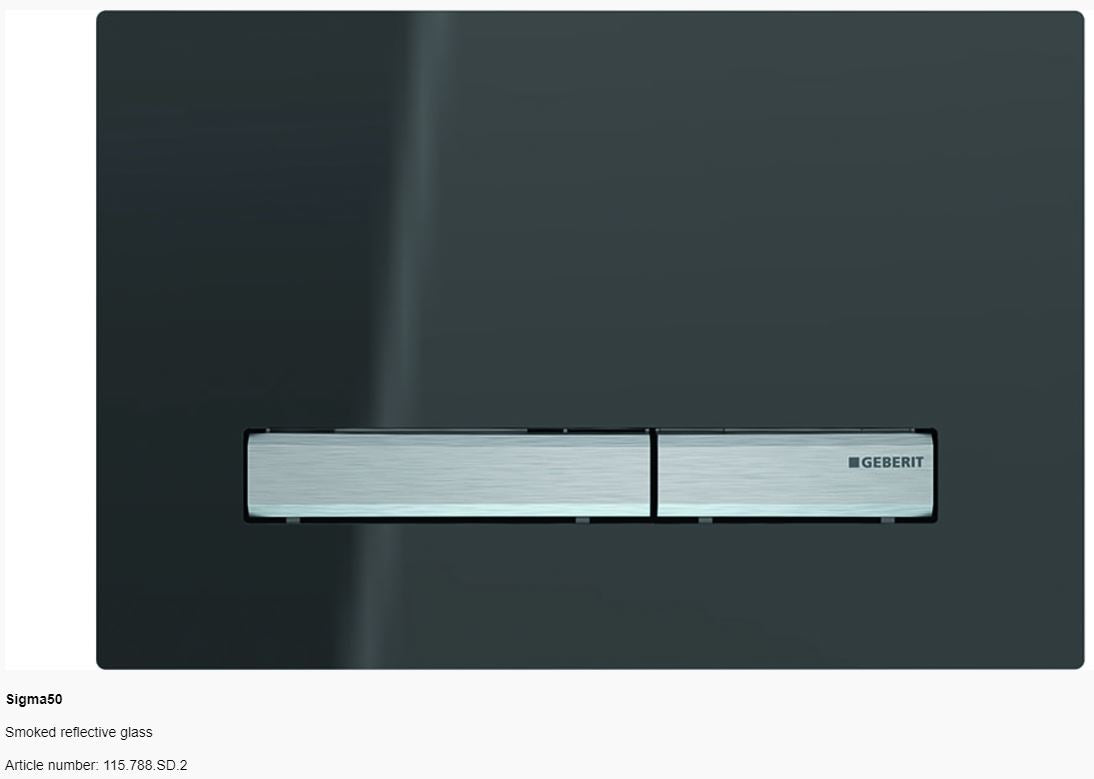 Geberit Sigma 50 Glass Dual Flush Button & Plate Toilets Geberit Smoked reflective