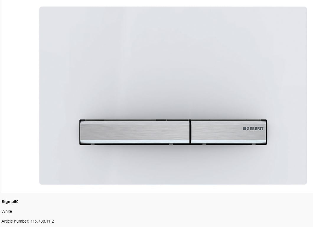 Geberit Sigma 50 Glass Dual Flush Button & Plate Toilets Geberit White