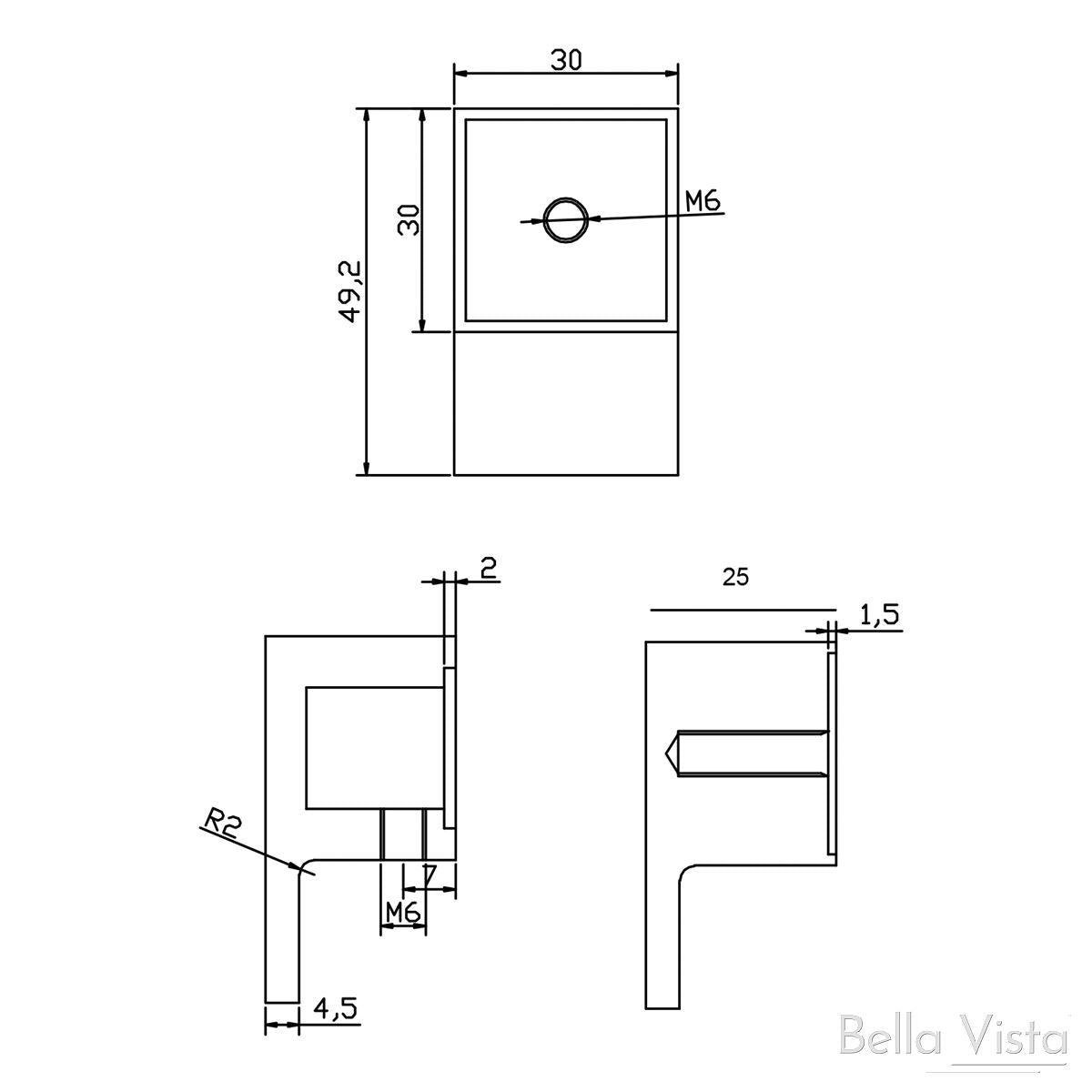 Handle - Square Lever (Finger Pull) Knob Accessories Bella Vista