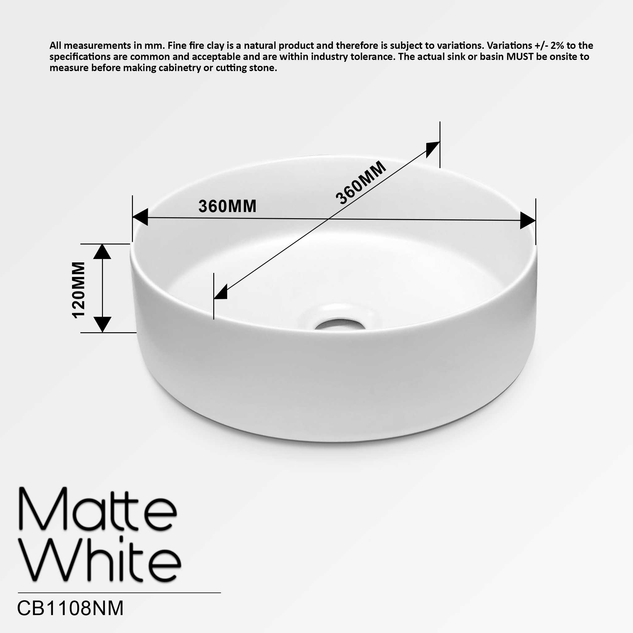 Jess 36 Round Basin Above Counter Matte White Basins Arova