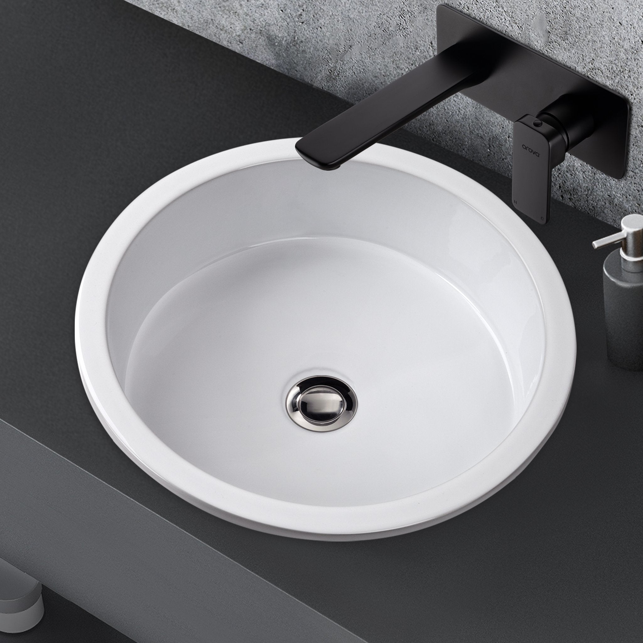 JESS 42 Round Basin Inset Gloss White Basins Arova