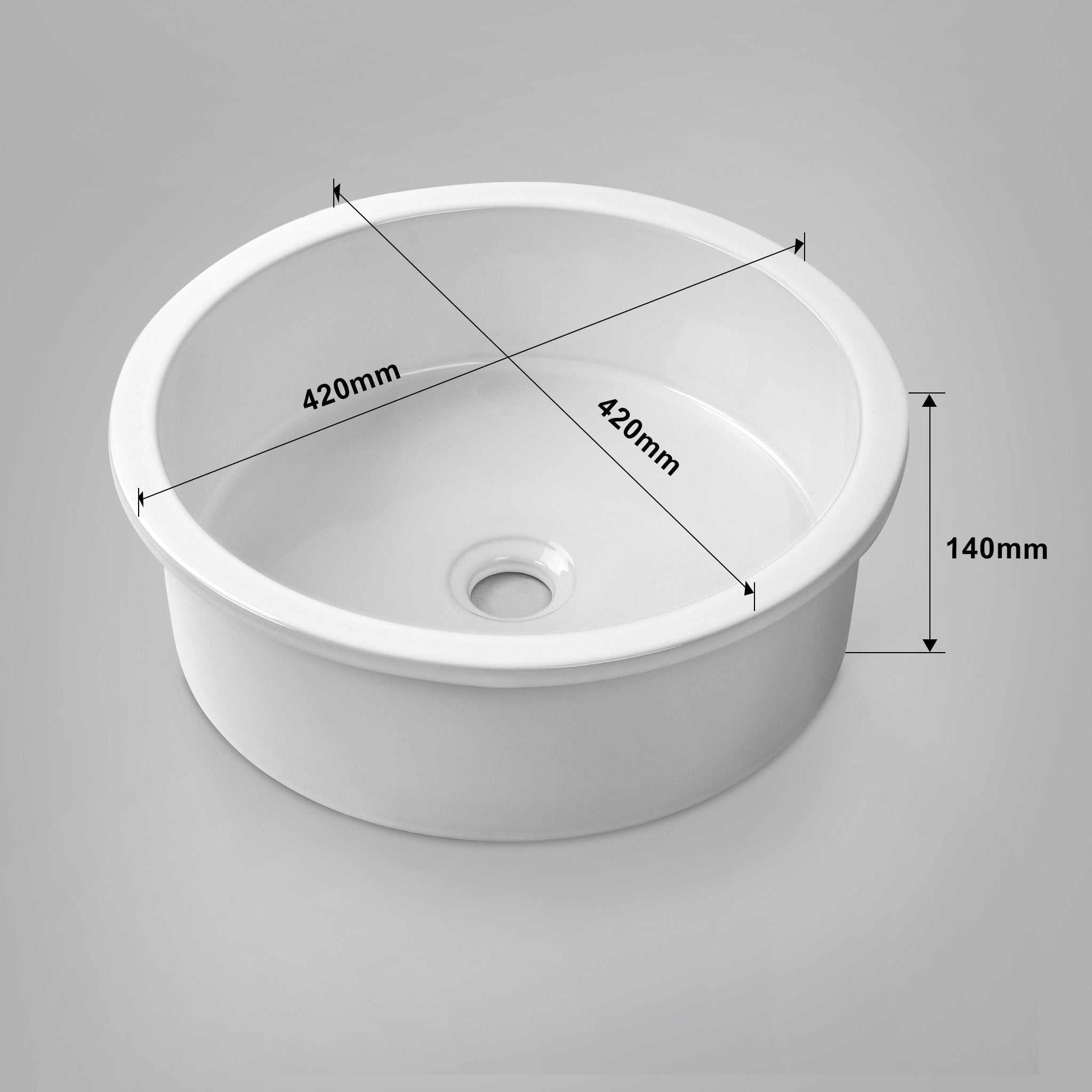 JESS 42 Round Basin Inset Gloss White Basins Arova