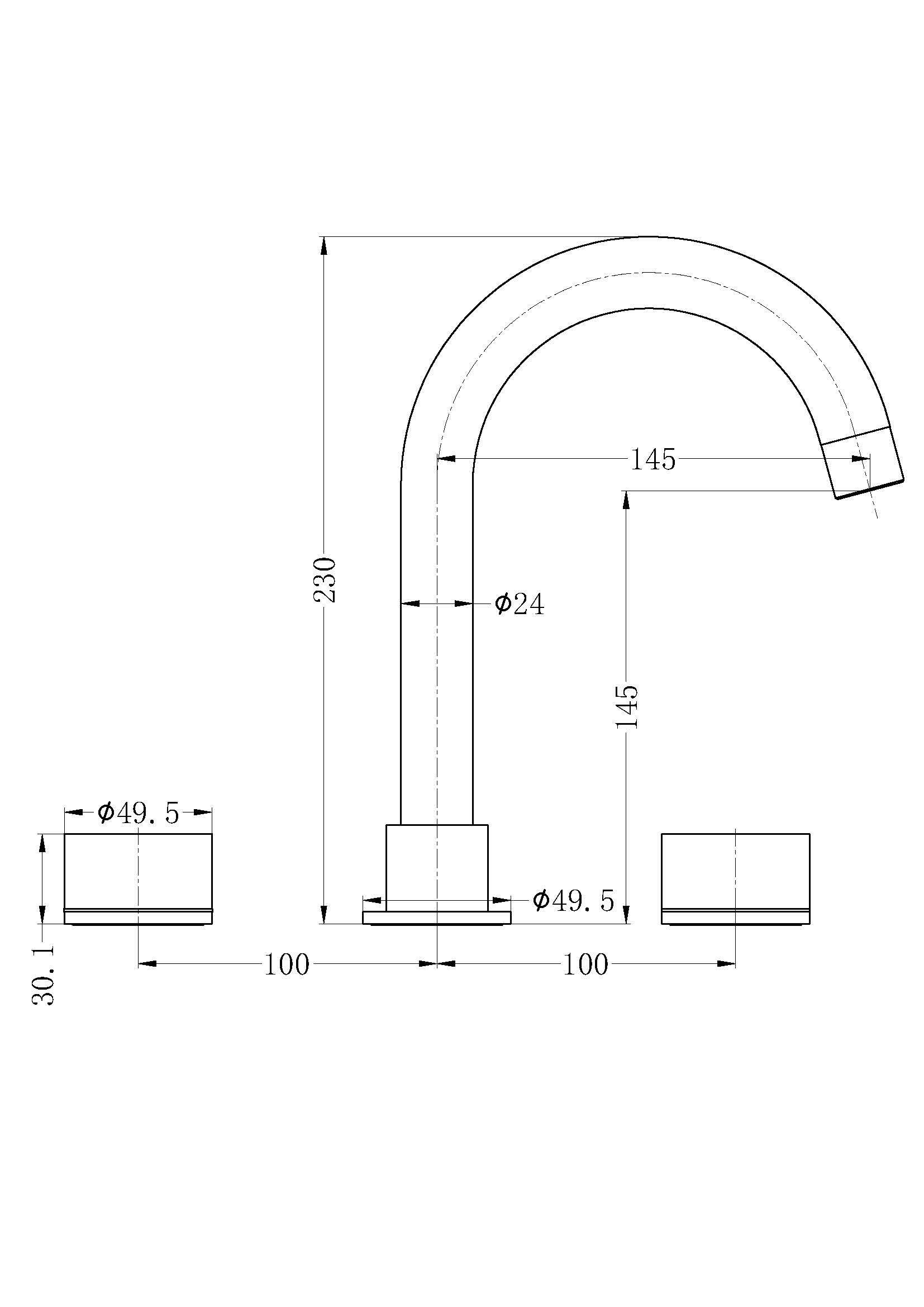 KARA Basin Set GUN METAL YSW2117-01-GM Tapware Nero