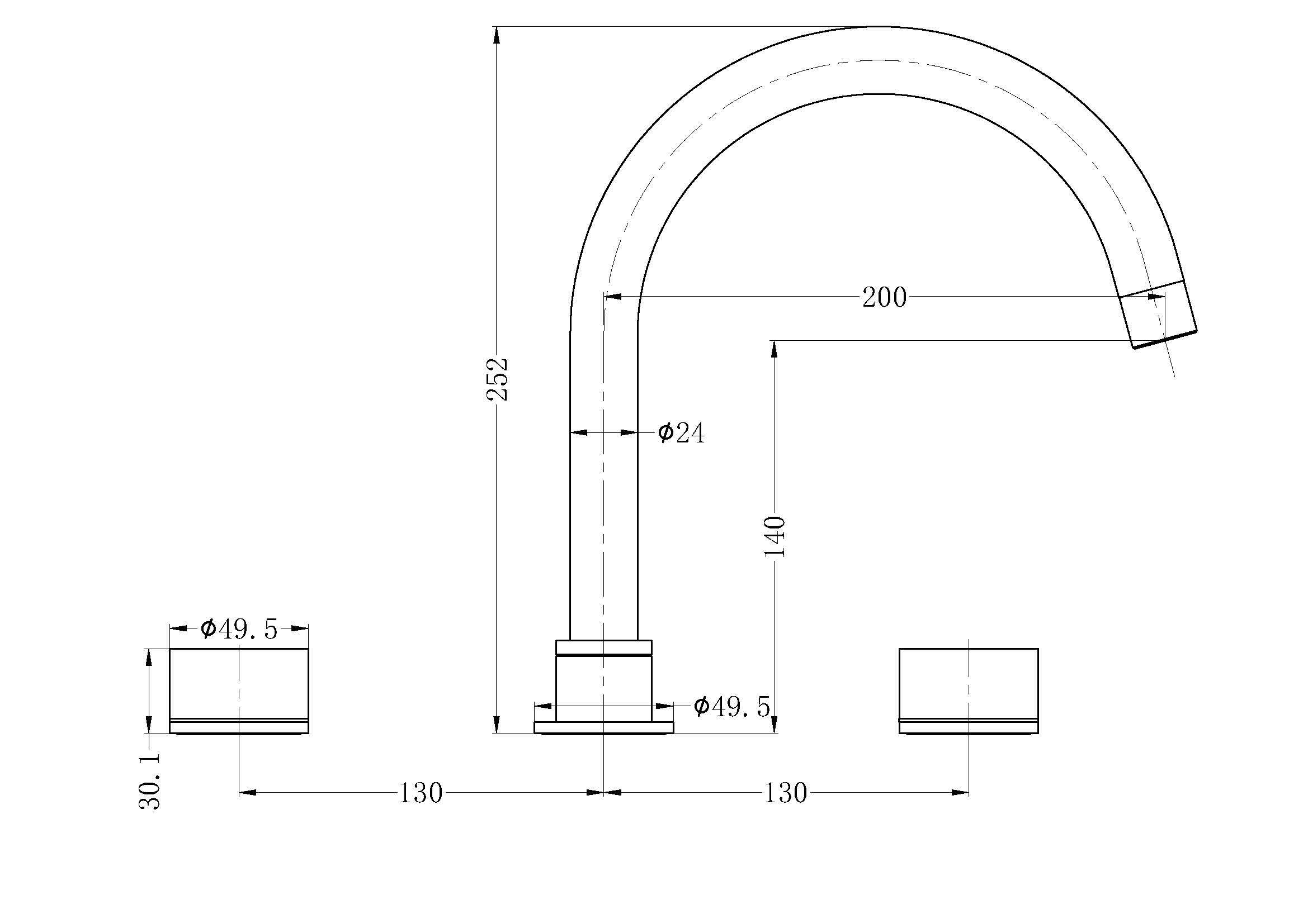 KARA Bath Set BRUSHED GOLD YSW2117-03-BG Tapware Nero