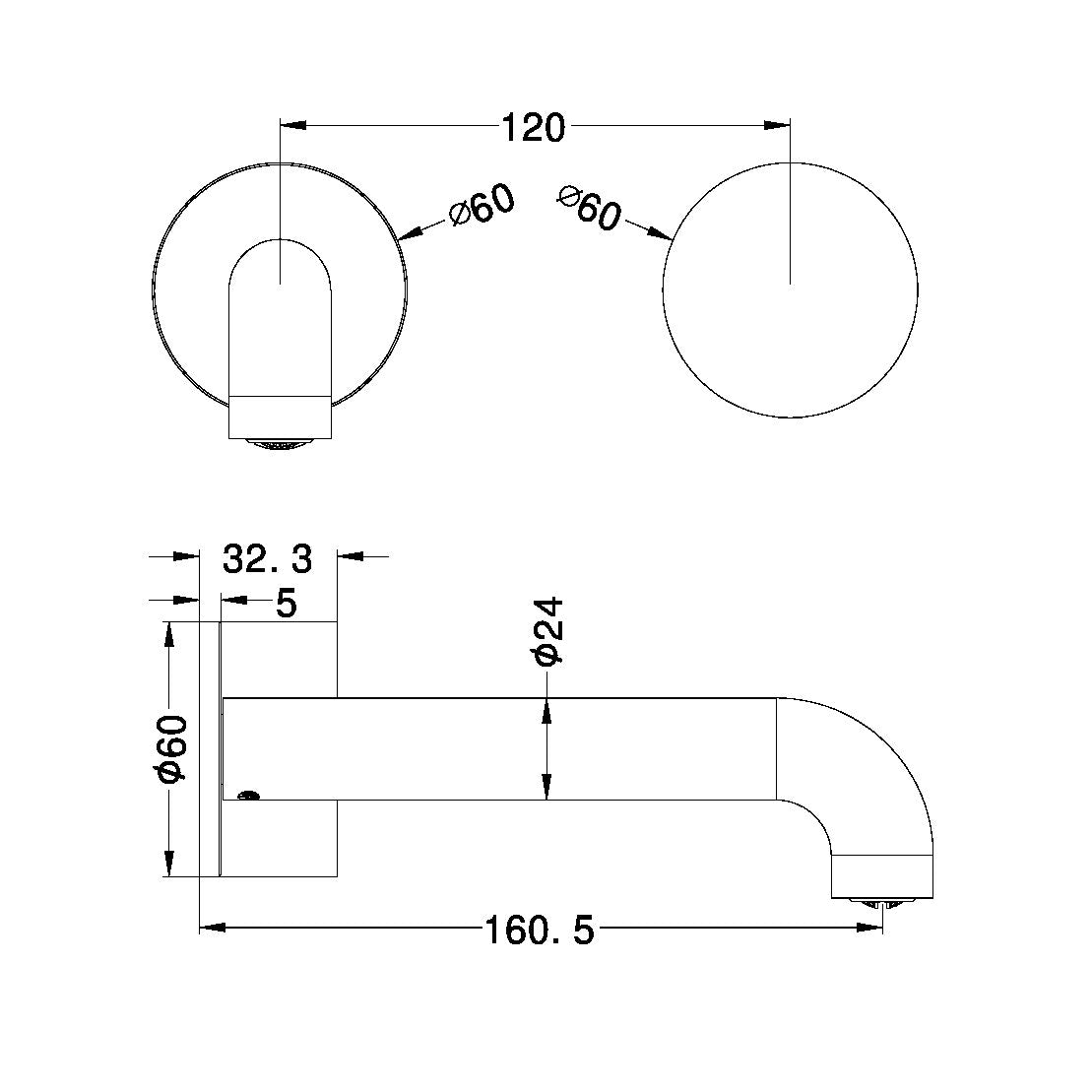 KARA Progressive Wall Basin Mixer Set Brushed Nickel Tapware Nero