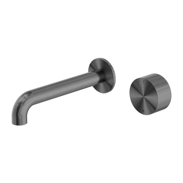 KARA Progressive Wall Basin Mixer Set Gun Metal Tapware Nero