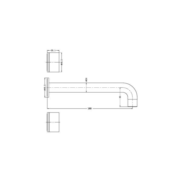 KARA Wall Basin Set BRUSHED GOLD YSW2117-07A-BG Tapware Nero