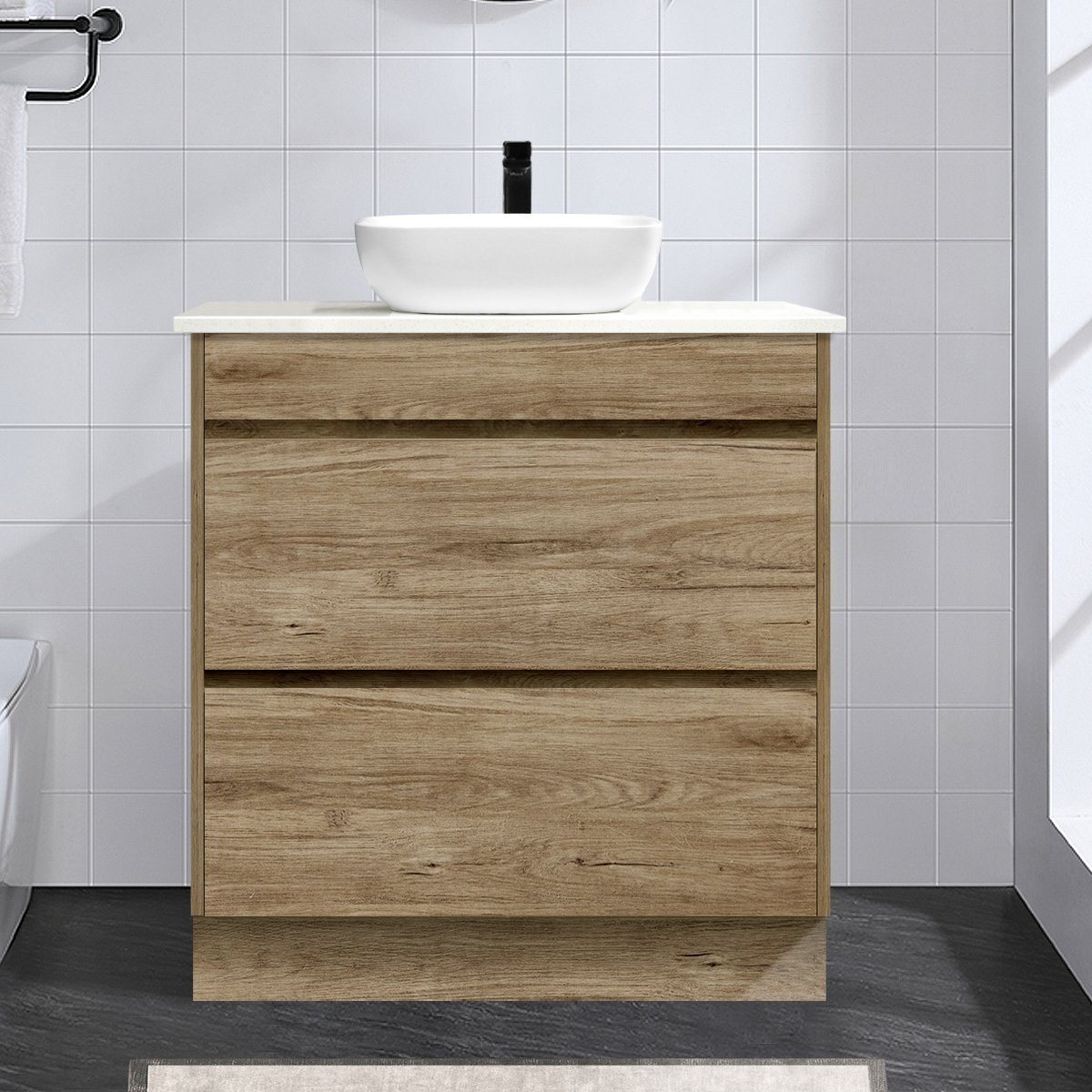 750mm Freestanding Bathroom Vanity Oak Timber Cabinet Kingston ...
