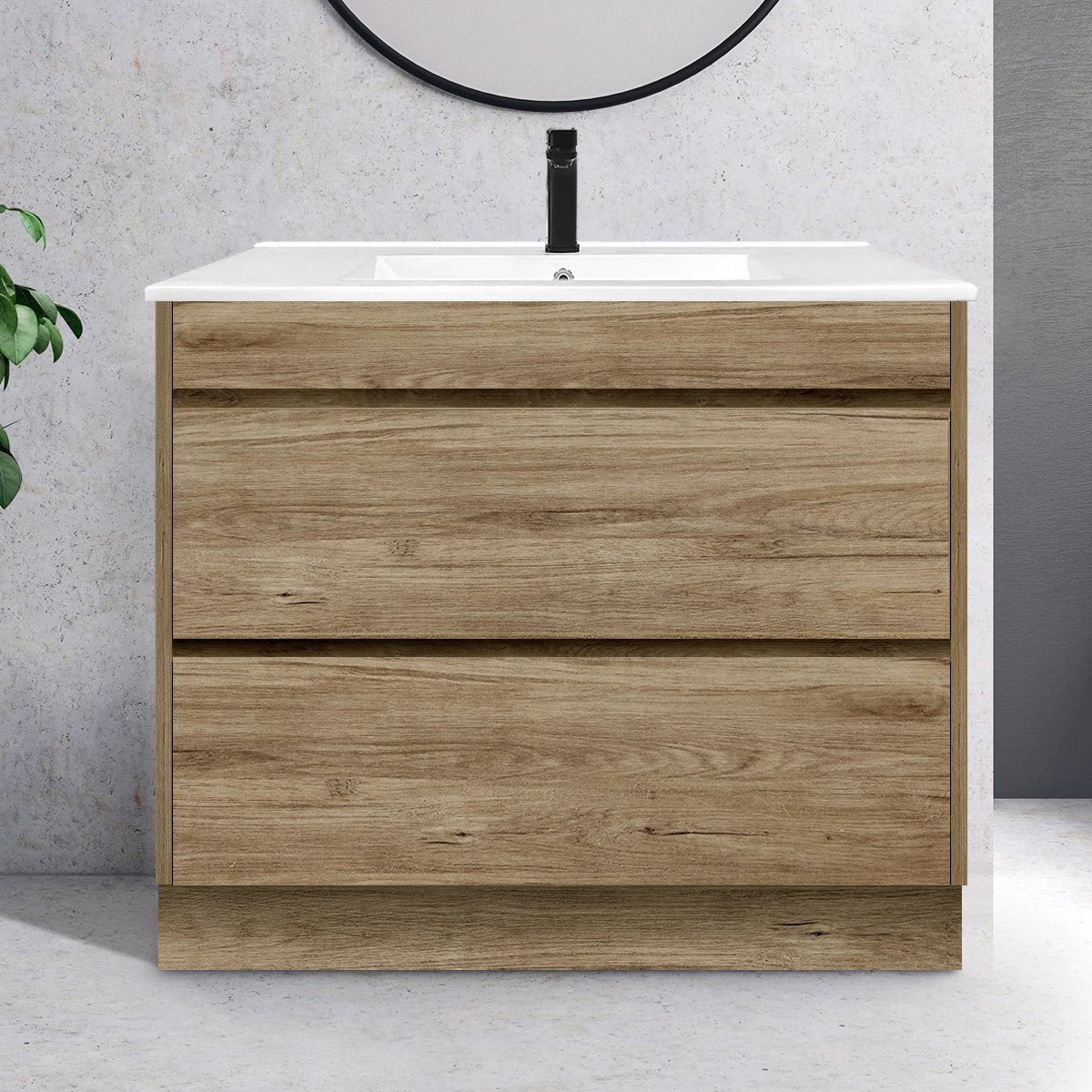 Kingston 900mm Freestanding Bathroom Vanity Oak Timber Cabinet ...