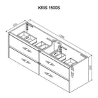 KRIS 150cm Oak Timber Wall Hung Vanity Vanities & Mirrors Arova