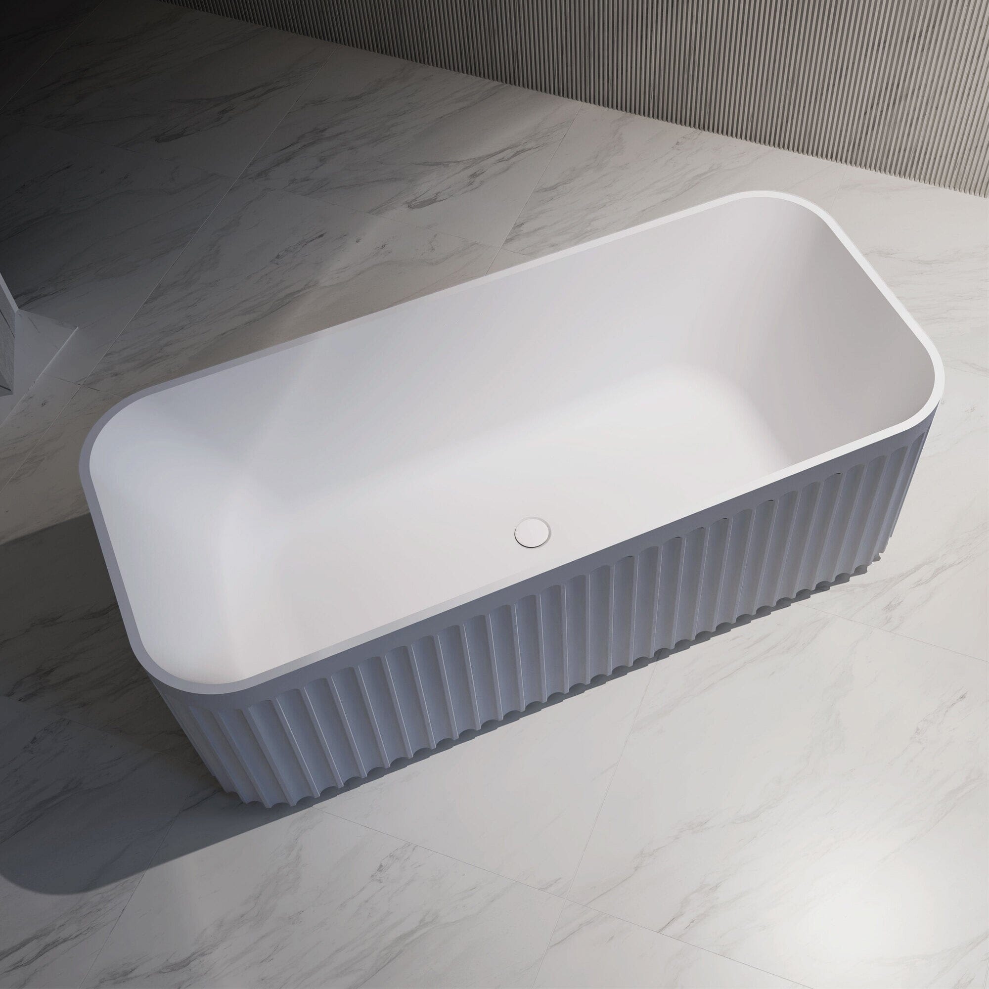 KUBO 1700mm Ribbed Groove Freestanding Bathtub Matte White Baths Arova