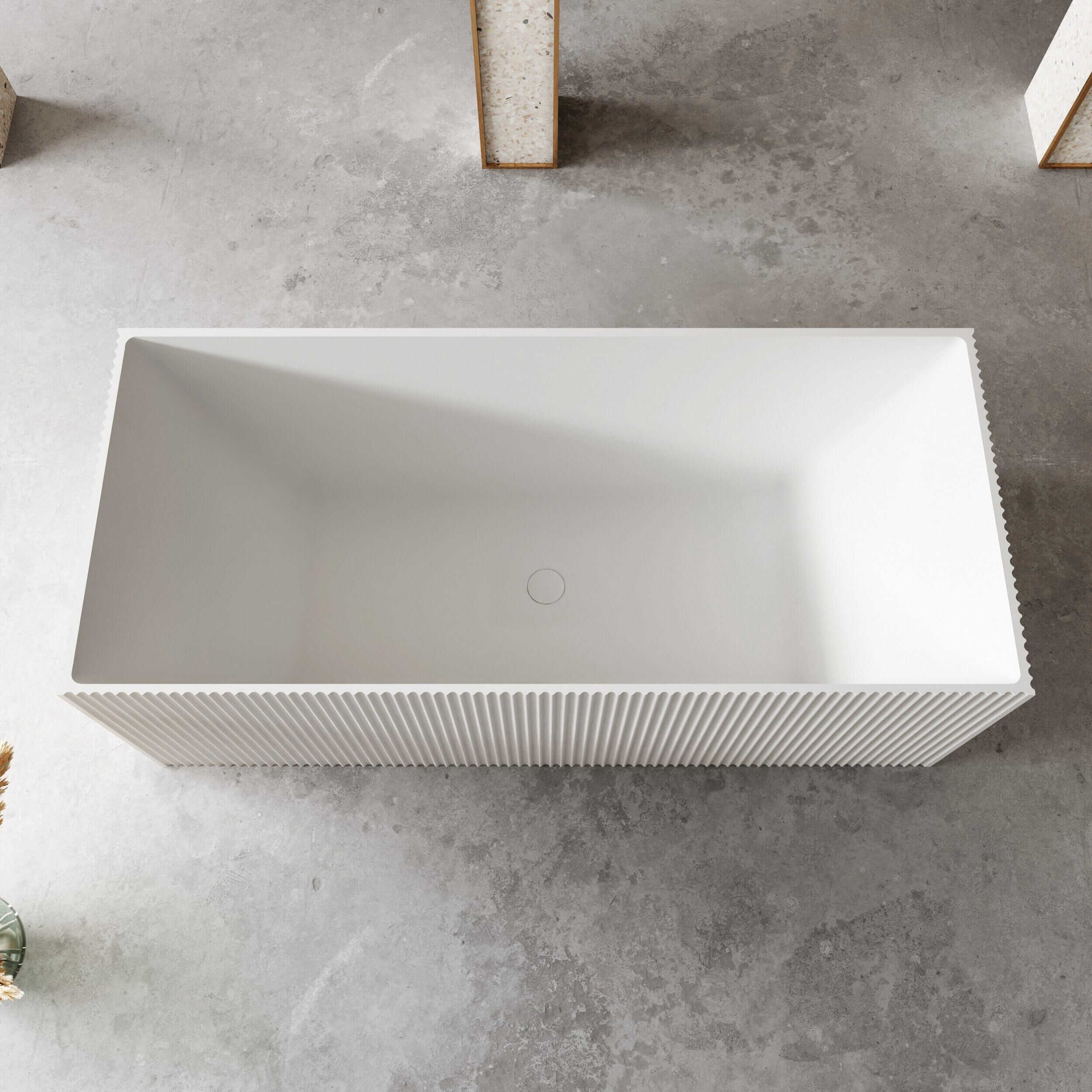 KYLA 1700mm V-Groove Fluted Square Free Standing Bathtub Matte White Baths AROVA