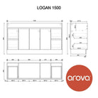 LOGAN 150cm Timber Bathroom Vanity Vanities & Mirrors Arova