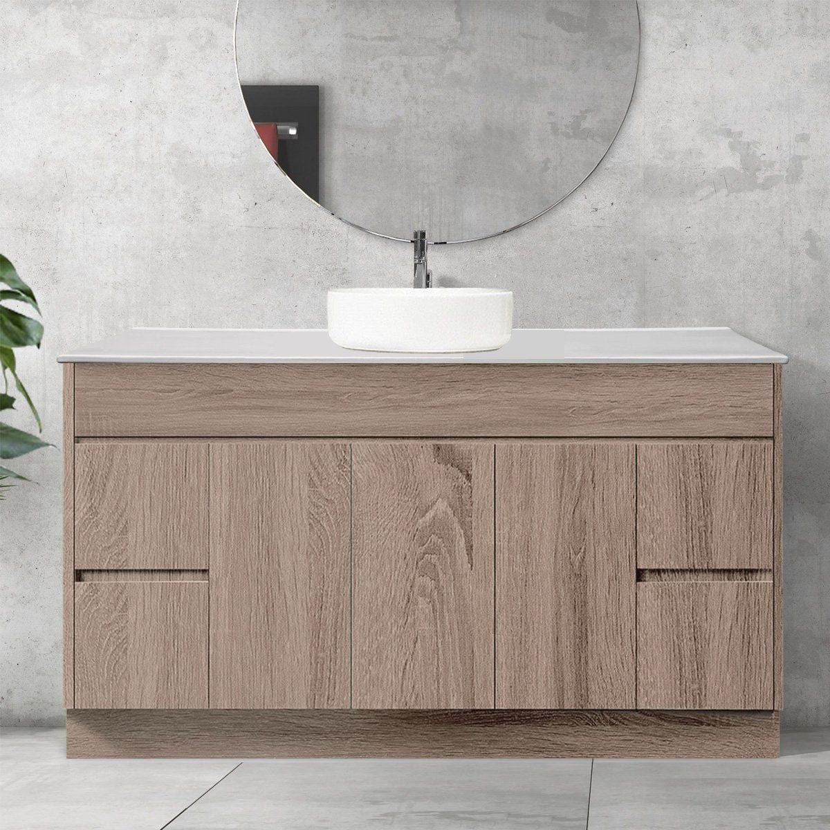 LOGAN 150cm Timber Bathroom Vanity Vanities & Mirrors Arova Bliss Quartz Stone Top CB1108N-Round Gloss White Basin