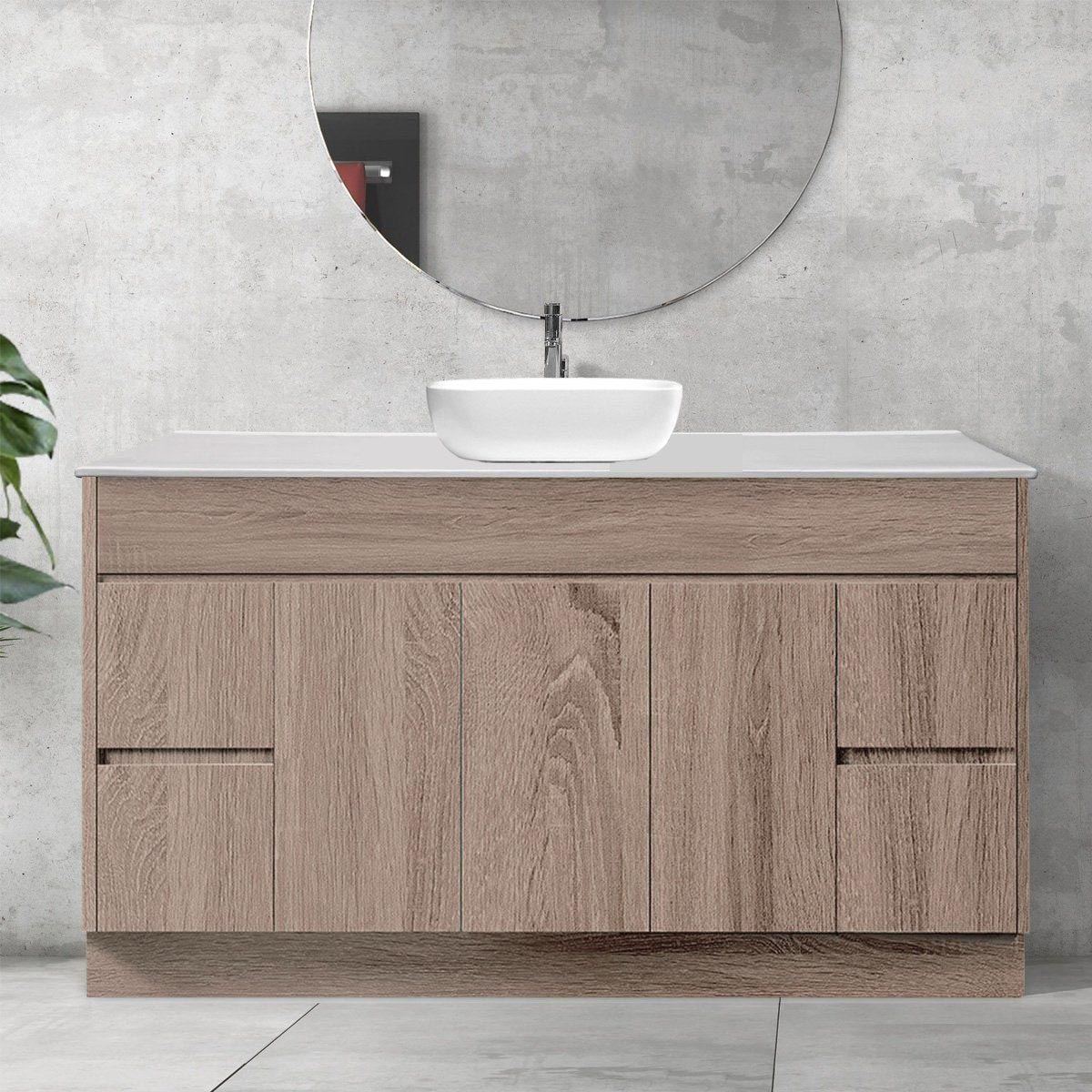 LOGAN 150cm Timber Bathroom Vanity Vanities & Mirrors Arova Bliss Quartz Stone Top CB1201N-Square Gloss White Basin