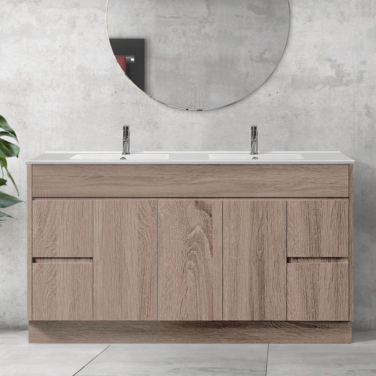LOGAN 150cm Timber Bathroom Vanity Vanities & Mirrors Arova Ceramic Double Basin -