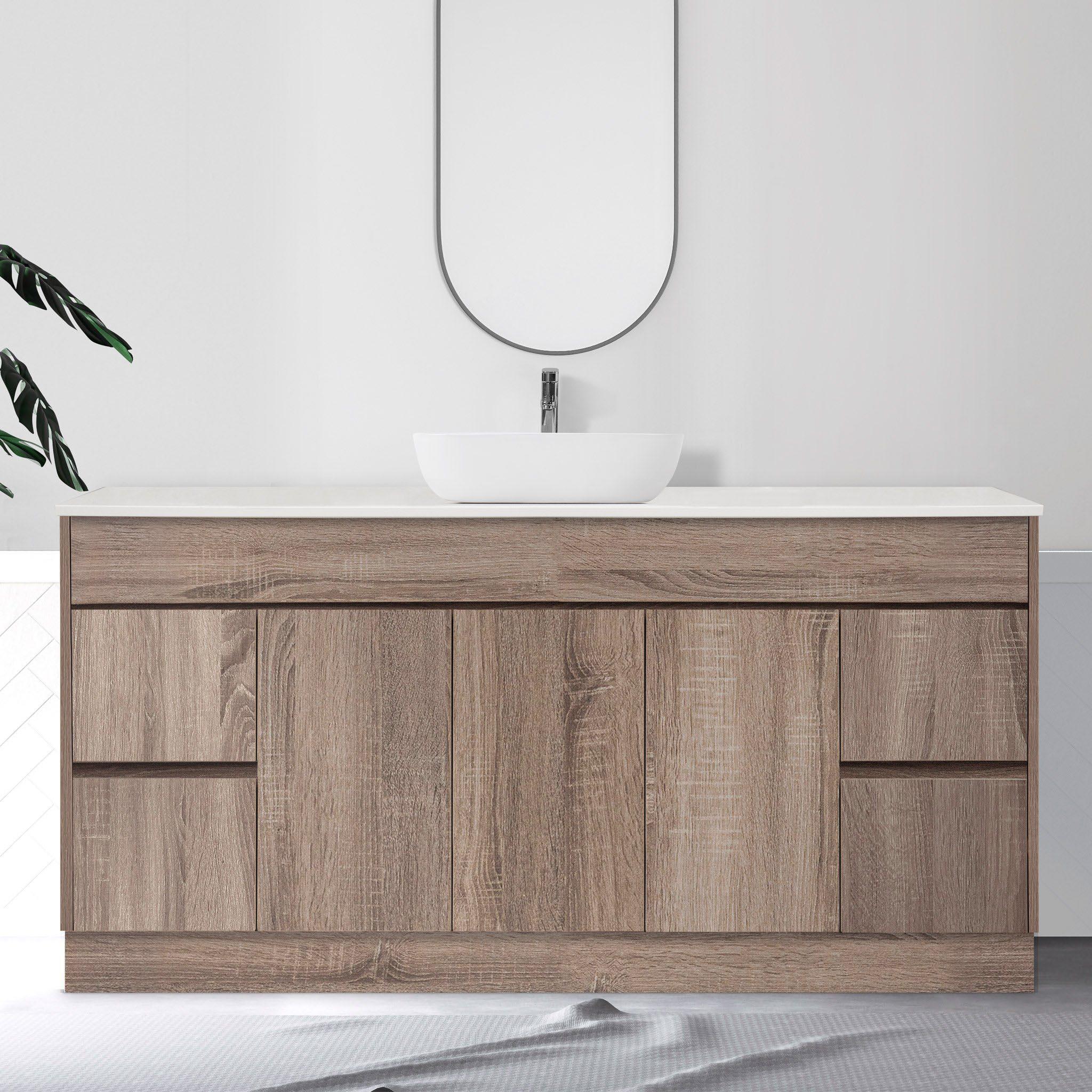 LOGAN 180cm Timber Bathroom Vanity Vanities & Mirrors Arova Bliss Quartz Stone Top CB1201N-Square Gloss White Basin