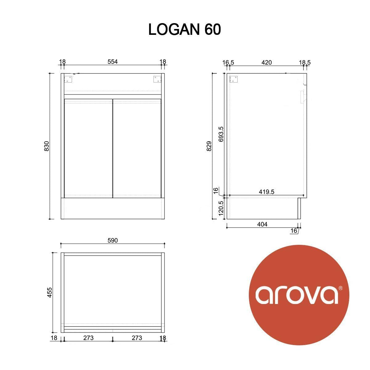 LOGAN 60cm Timber Bathroom Vanity Vanities & Mirrors Arova