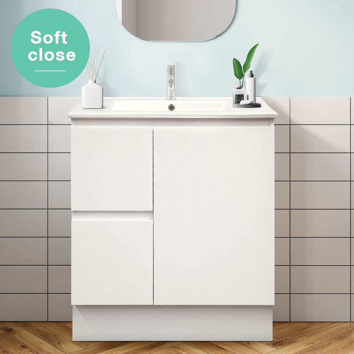 LUCA 750mm Bathroom Vanity (Left Hand) + Ceramic Top – AROVA