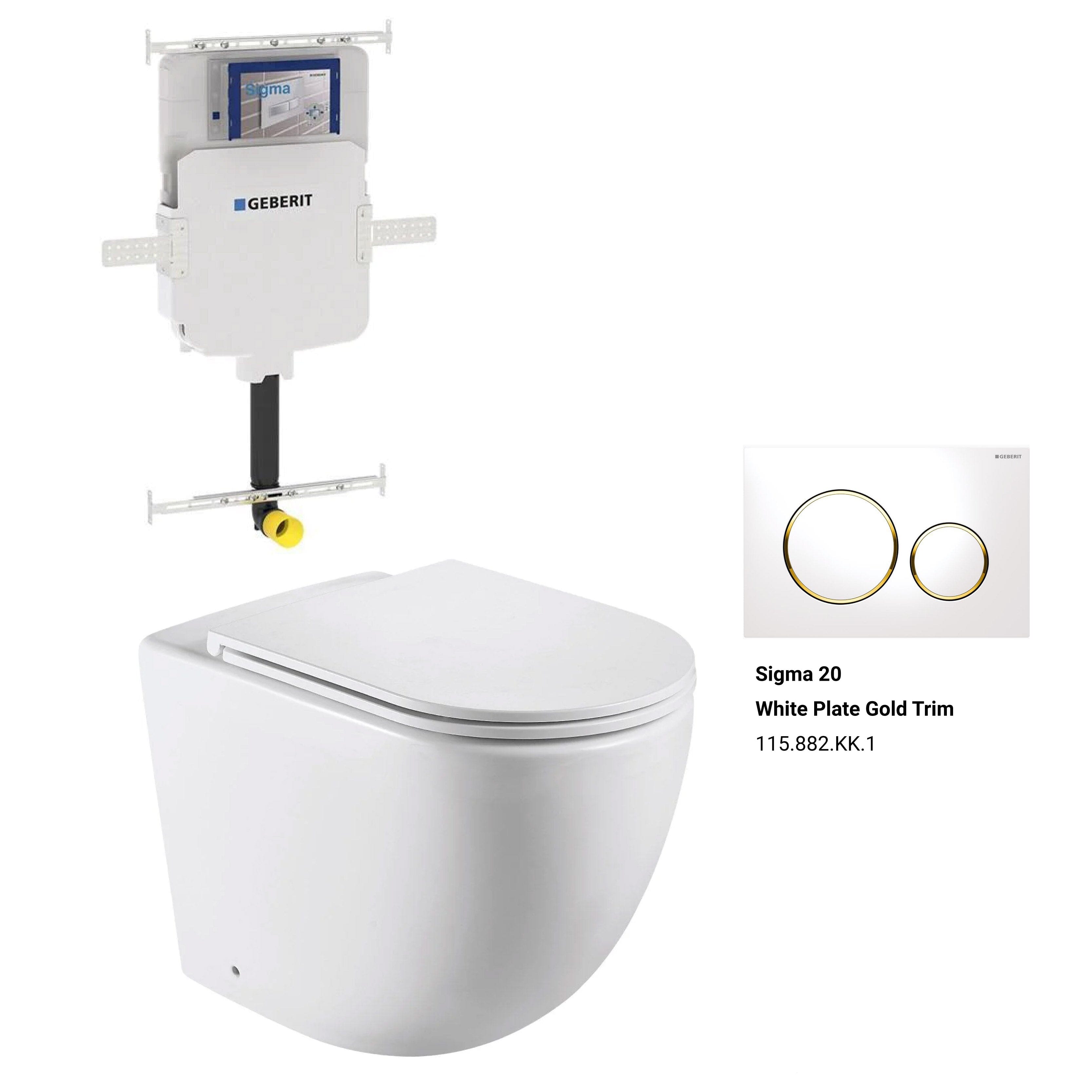 Max57 Rimless Tornado Floor Mount Toilet Pan Packaging - Geberit Sigma 8 Cistern & Button Toilets Arova Geberit Sigma 8 In Wall Toilet cistern - 109.795.00.1 Sigma 20 White Plate Gold Trim - 115.882.KK.1
