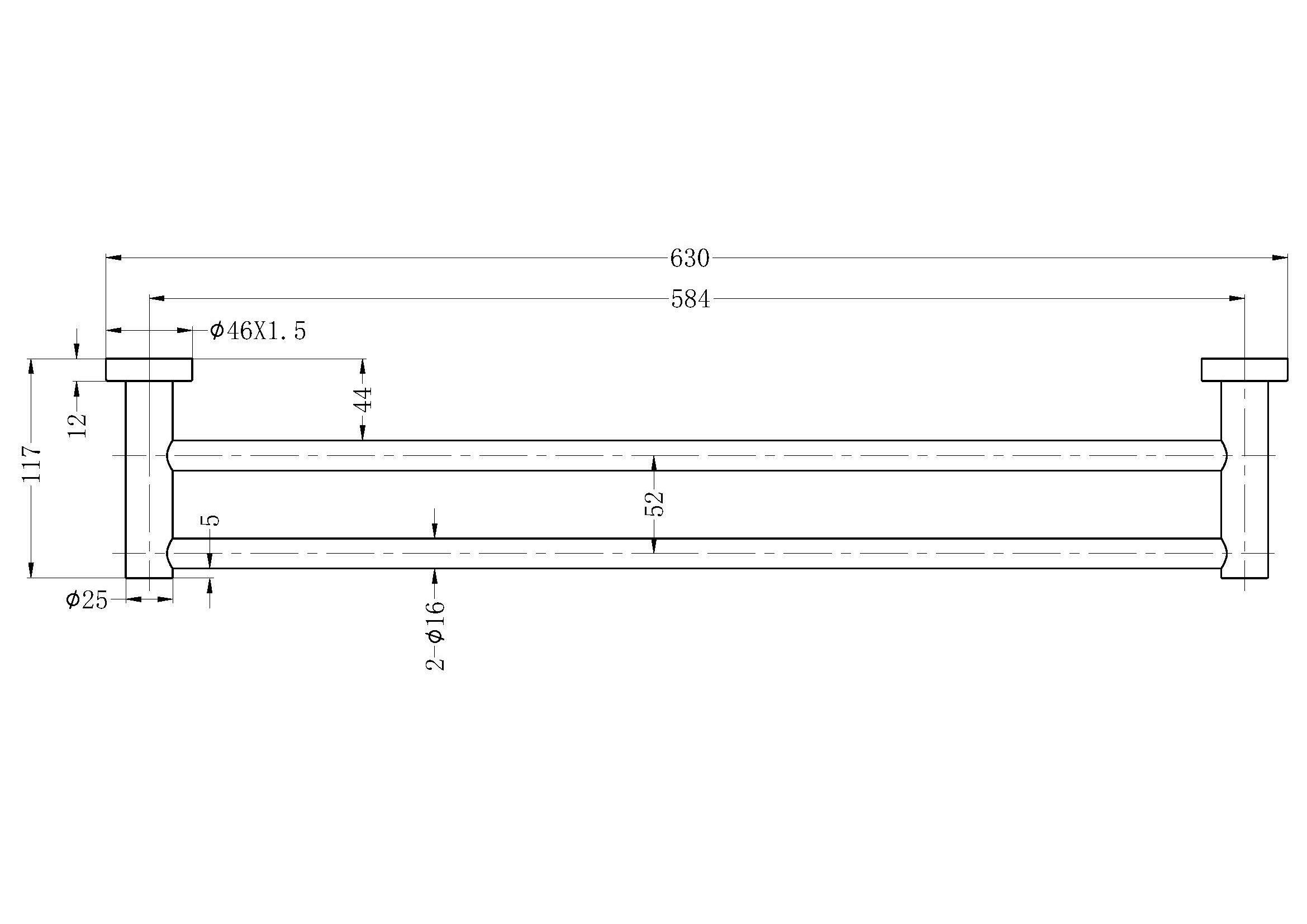 MECCA Double Towel Rail 600MM Brushed Bronze 1924D-BZ Accessories Nero