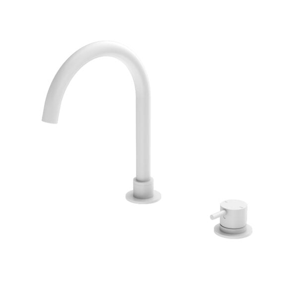 MECCA Hob Basin Mixer Round Spout Matte White YSW2219-01B-MW Tapware Nero